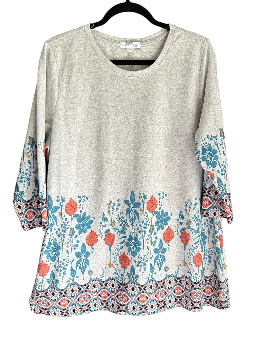 Light Gray Floral Border Print Women’s Top